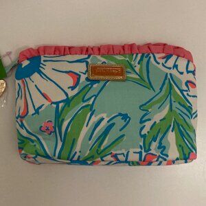 Lilly Pulitzer Frou Frou Makeup Bag Medium Sand Bar Blue Splish Splash NWT